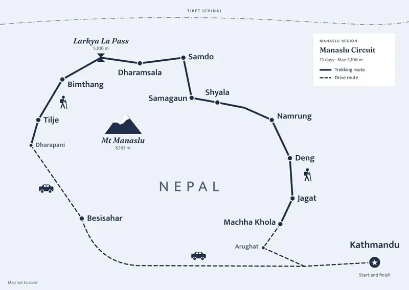Manaslu Trek Map