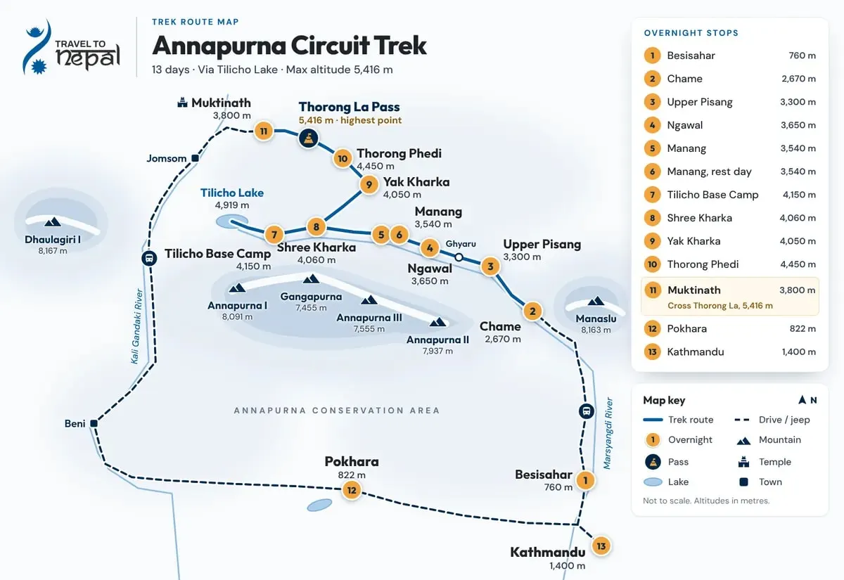 Annapurna Circuit Trek Overview Map